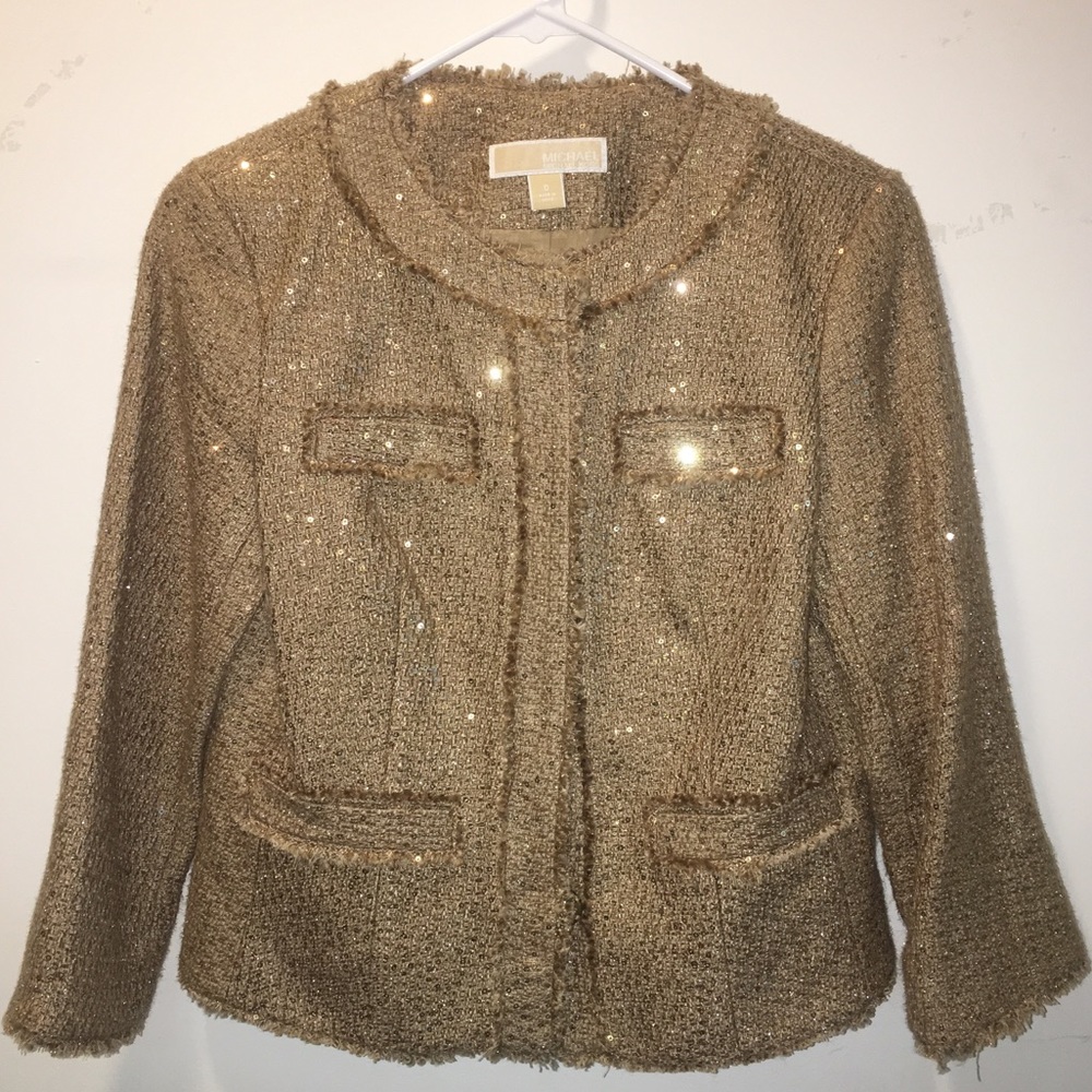 Gold Michael Kors Sequined Tweed Jacket